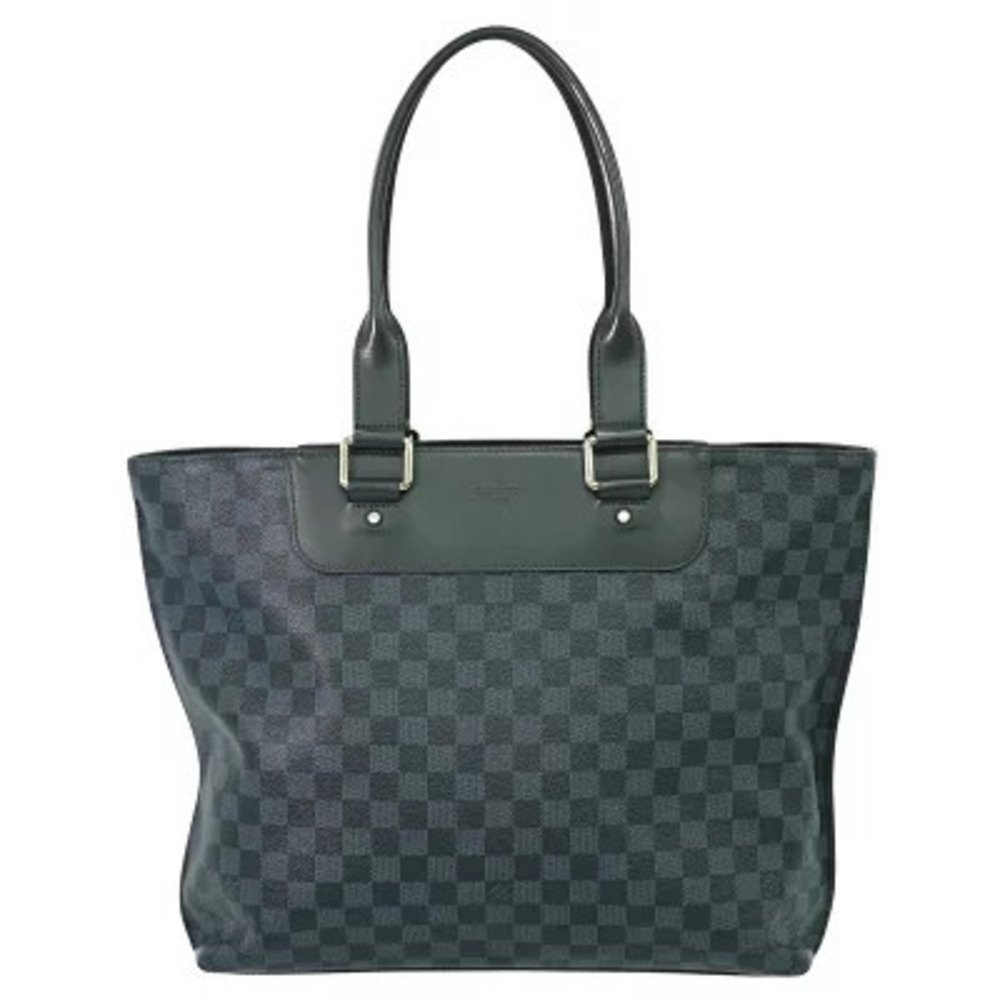 Louis Vuitton LV Cabas Voyage Damier Tote Shoulder Bag Canvas Cobalt Blue Black